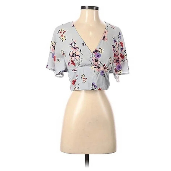 NWT Living Doll Women's Floral Crop Top Tie Back Size XL - Picture 1 of 6
